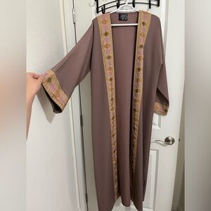 Pink Kimono with Embroidered Trim